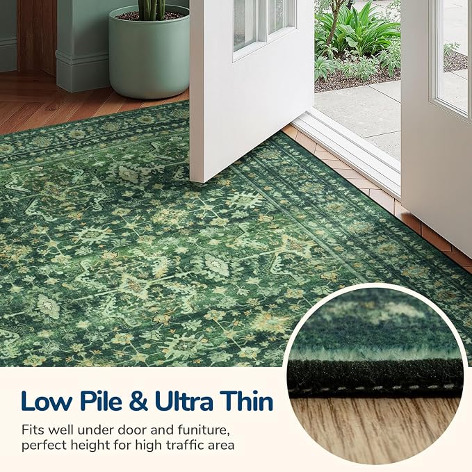 Lessymo Washable Area Rug for Living Room, 9x12 Green Large Rugs - Image 7