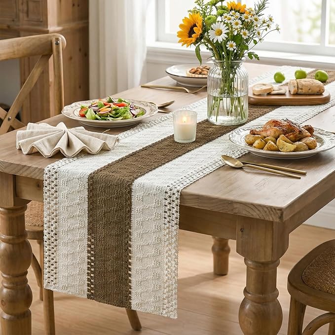 Artoid Mode Coffee Farmhouse Rustic Table Runner 12x120 Inch | Seasonal Holiday - Image 5
