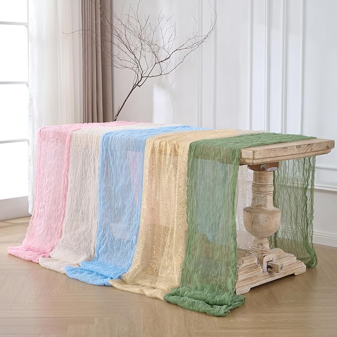12 Pack Sage Green Cheesecloth Table Runners, 120 Inch 10Ft Moss Gauze Table - Image 8