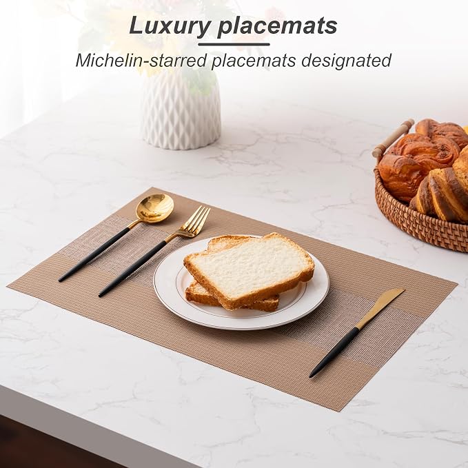 Placemats Set of 6 Washable Indoor | Outdoor Vinyl Place Mats - Image 5