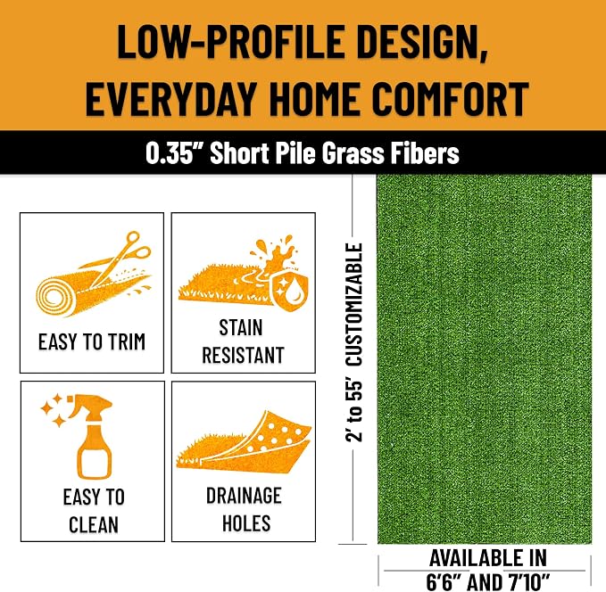 Ottomanson Artificial Grass Rug Lite 94" x 9' | Large Fake Grass Carpet - Image 6