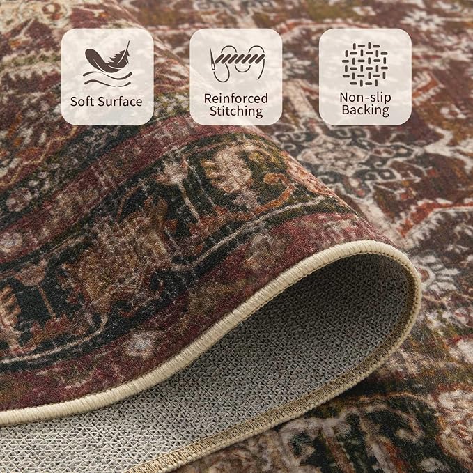Rugxara Area Rugs for Living Room Bedroom, Washable Christmas Rug, Vintage - Image 5