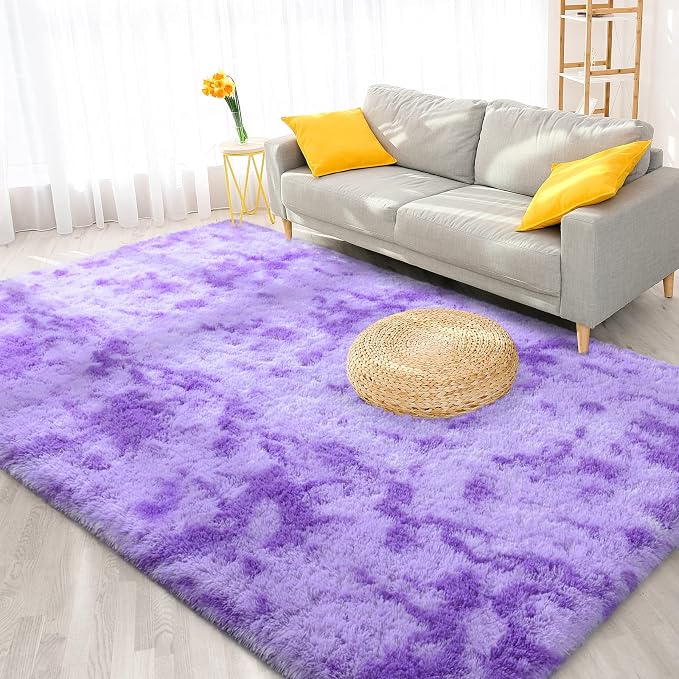FlyDOIT Purple Tie-Dyed 6x9 Feet Large Rugs - Image 8