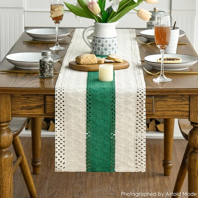 Artoid Mode Emerald Green Farmhouse Rustic Table Runner 12x60 Inch | Seasonal - Image 2