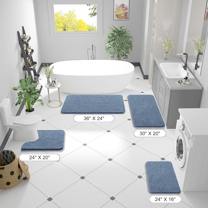 OLANLY Bathroom Rugs 34x21, Extra Soft Absorbent Chenille Bath Rugs, Rubber - Image 2
