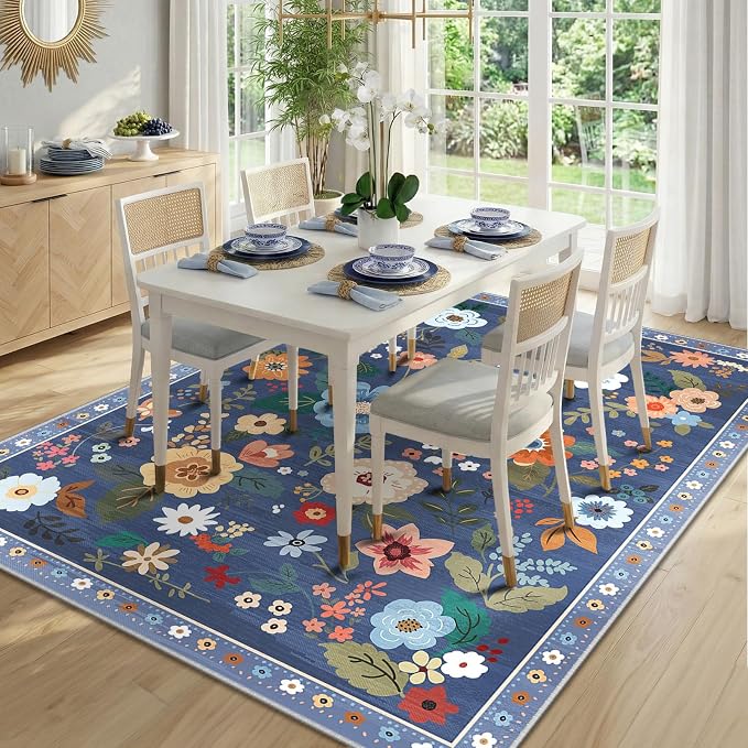 RELEANY Floral 9x12 Area Rugs Washable Print Boho Cute Carpet Non Slip Flower - Image 8