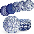 vancasso Selene 8.5" Pasta Bowls Set of 6, 40 oz Porcelain Shallow Salad Bowls by vancasso