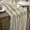 Artoid Mode Beige Gold Gauze Table Runner 120 Inch 10Pcs, Glitter Metallic Foil by ArtoidMode