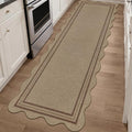 Scalloped Easy Jute 2.6x8 Kitchen Runner Rug, Washable Rugs by LORWER