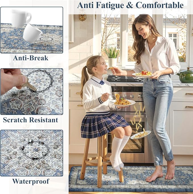 Collive Boho Kitchen Mat, Cushioned Anti Fatigue Kitchen Rug Set 2 Piece - Image 6