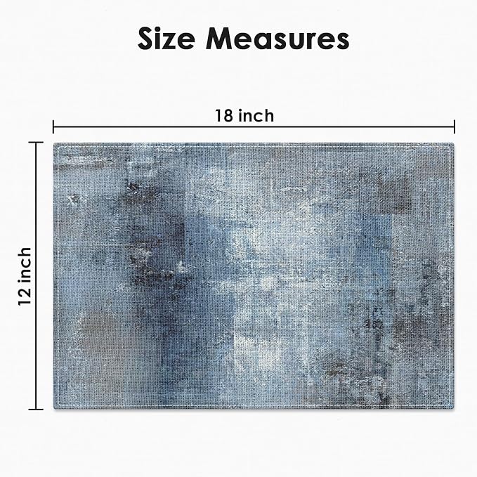 Emvency Farmhouse Placemats Set of 4, 12x18 Inch, Denim Blue | Modern Abstract - Image 2