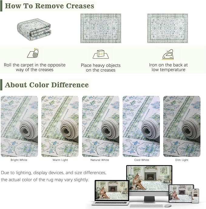 DCX Green 8x10 Rug, Kid & Pet Friendly - Image 4