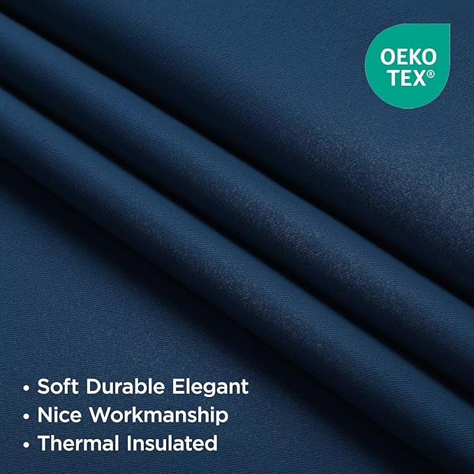 Joydeco Blackout Curtains 96 Inches Long, Thermal Insulated Black Out Curtains 2 Panels Set for Bedroom, Room Darkening Drapes for Living Room Window (W52 x L96 Inch, Navy Blue)