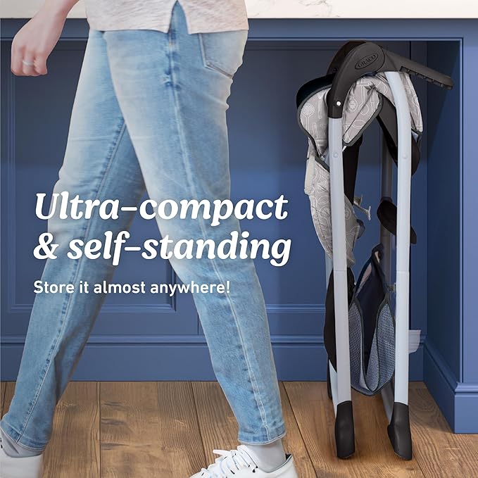 Graco Slim Snacker High Chair, Ultra Slim, Fast-Folding, Multiple Recline Positions, Comfortable Feeding, Whisk