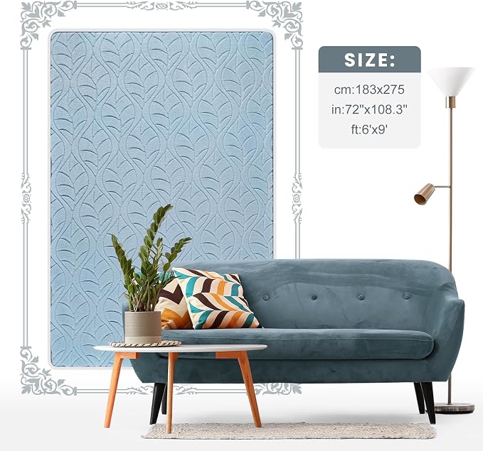 Macgace 6x9 Blue Area Rug, Soft Shag Carpet, Washable Living Room Rugs - Image 9