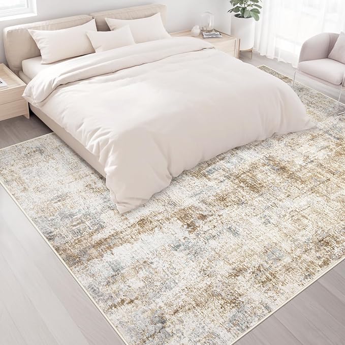 Area Rugs 9x12 Living Room: Washable Rug Modern Abstract Large Rugs Soft Non - Image 4