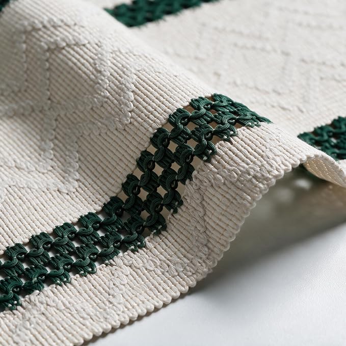 Artoid Mode Forest Green Stripe Woven Rustic Table Runner 12x48 Inch | Holiday - Image 6