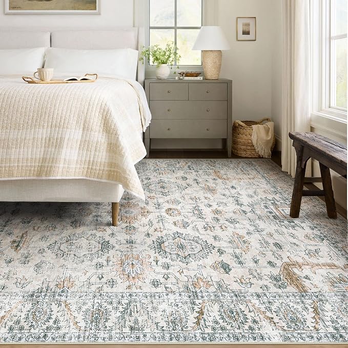 XLUEZ Area Rug 5x7 Living Room Rug, Machine Washable Vintage Distressed Boho - Image 2