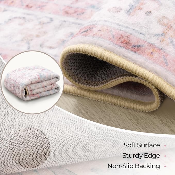 CAPALOCA Machine Washable Rugs Nursery Rug 5x7 Cute Girl Non Slip Low Pile - Image 4