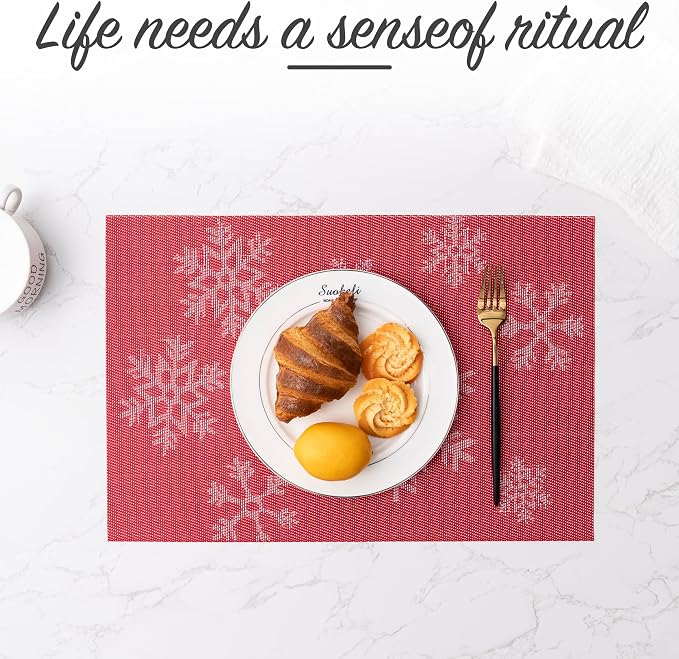 Placemats Set of 4 Washable Indoor | Outdoor Vinyl Place Mats - Image 6