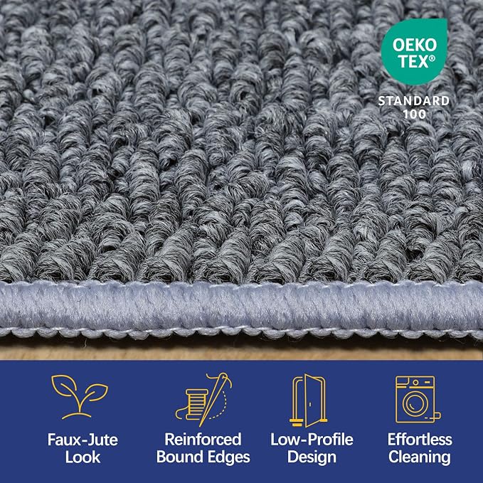 Faux Jute Area Rug 4'x6', Washable & Non-Slip, No Odor. Farmhouse Boho Style - Image 3