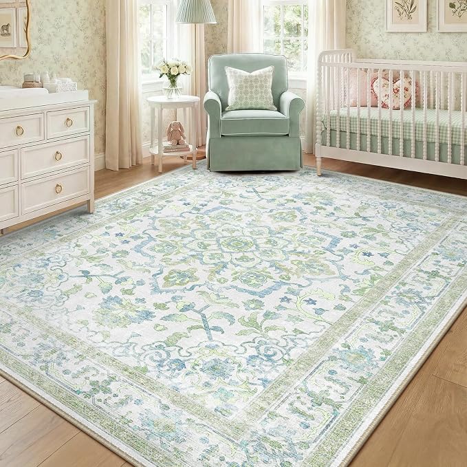 CAPALOCA Machine Washable Rugs Nursery Rug 6x9 Cute Girl Non Slip Low Pile by CAPALOCA