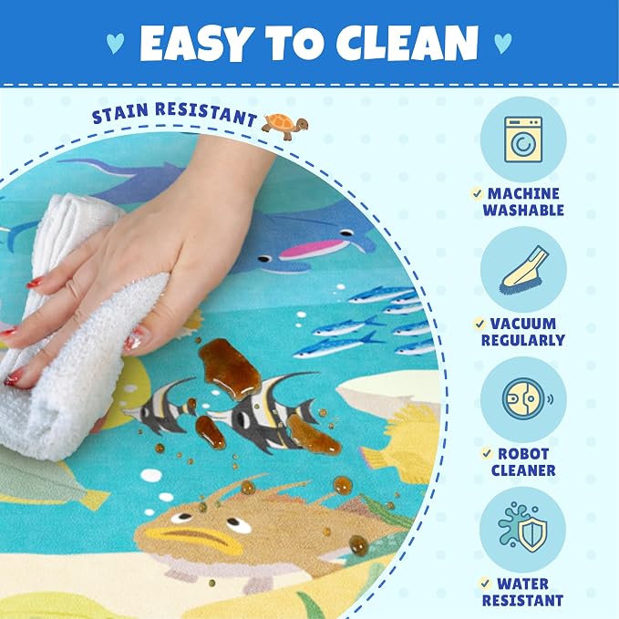 Large Blue Ocean Rug for Kids Room – 8x10 Play Mat - Image 3