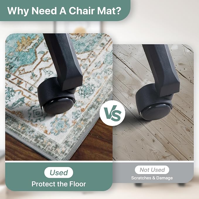 36"x48" Office Chair Mat for Hardwood Tile Floor, Under Desk Carpet Protector - Image 4