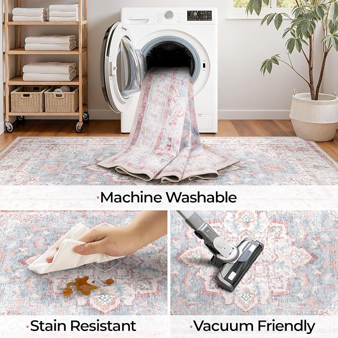 CAPALOCA Machine Washable Rugs Nursery Rug 5x8 Cute Girl Non Slip Low Pile - Image 6
