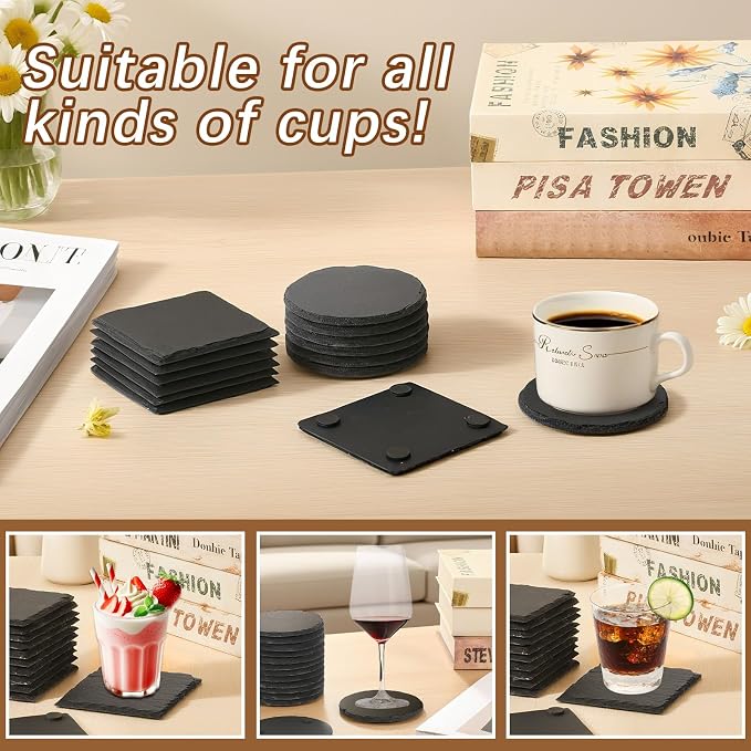 72pcs Slate Coasters Black 4 Inch Bulk Blank Rock Coasters Blank Laser Engraving - Image 4
