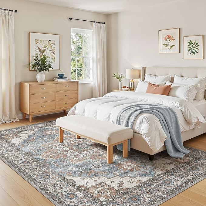 10x14 Area Rugs Living Room: Washable Vintage Rug Large Non-Slip Stain - Image 3