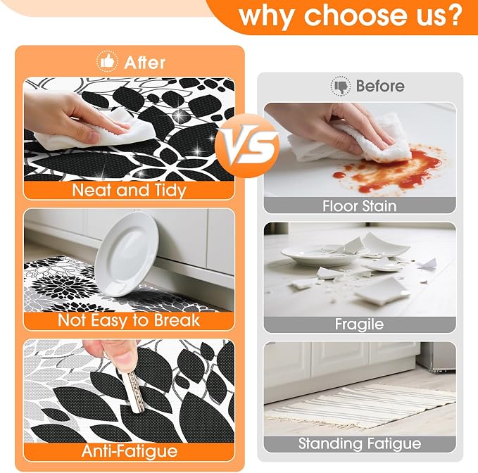 StepLively Kitchen Mats for Floor 2PCS, Anti Fatigue Mats for Kitchen Floor - Image 6