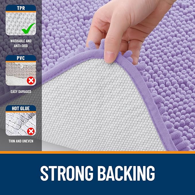 OLANLY Bathroom Runner Rugs 70x24, Soft Absorbent Chenille Bath Rugs, Rubber - Image 6
