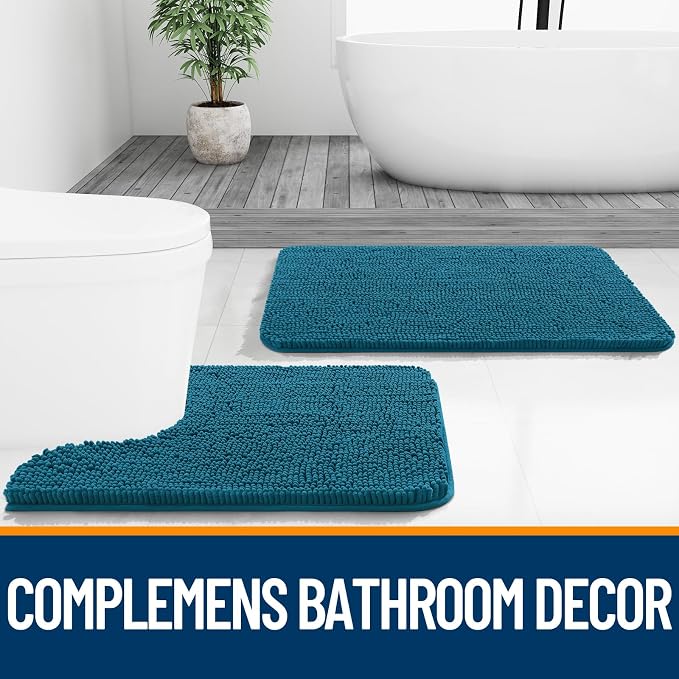 OLANLY Bathroom Runner Rugs 47x24, Soft Absorbent Chenille Bath Rugs, Rubber - Image 7