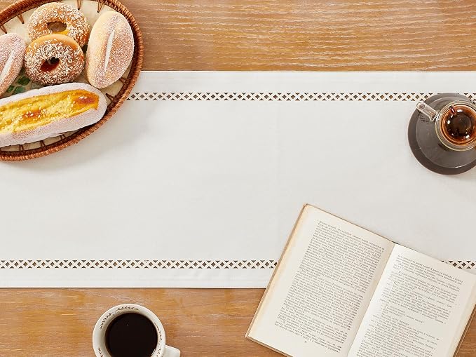 Rustic Burlap Table Runner, Off White Table Runners 48 inches Long | Double - Image 3