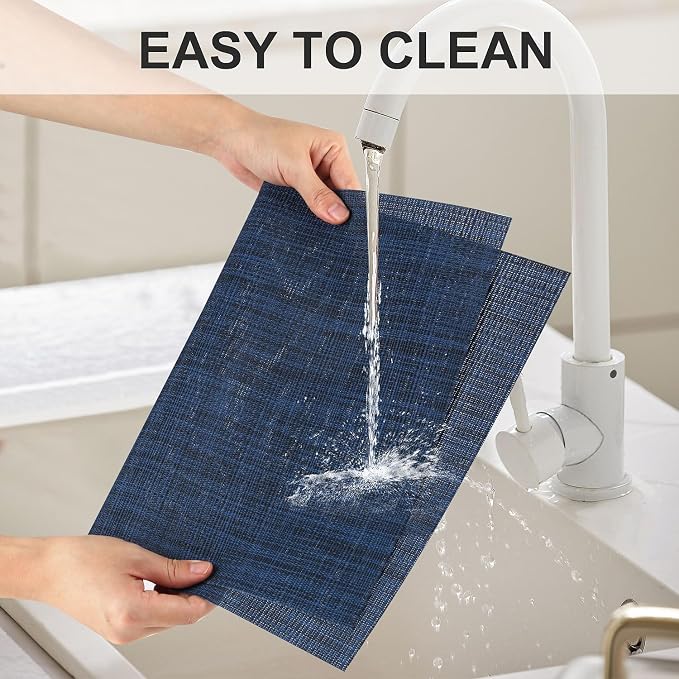 Vinyl Placemats Set of 8, PVC Woven Washable Non-Slip Table Mats, Heat - Image 3