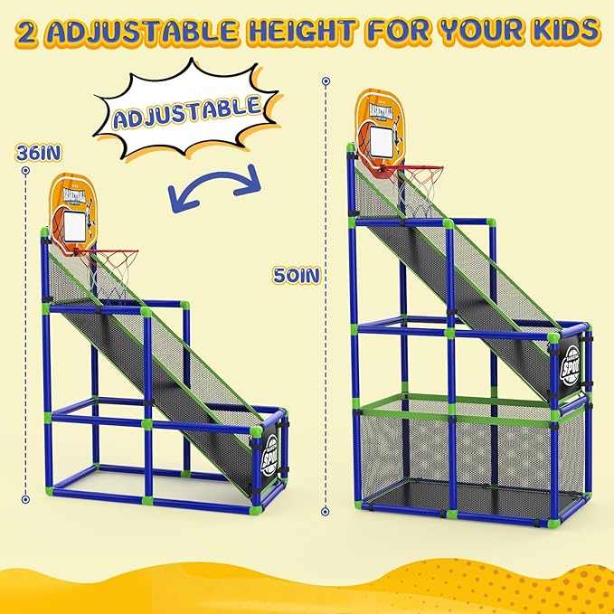 EagleStone Arcade Basketball Hoop Game Indoor, Ajustable Height Indoor Basketball Hoop with 4 Balls Storage Design for Kids,Perfect Sports Outdoor Play Toys for Kids Age 3 to 12 Years