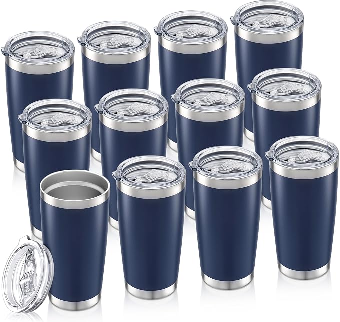 20oz Tumbler Bulk with Lid Stainless Steel Tumblers, 12 Pack | Leak Proof Lid by Unknown