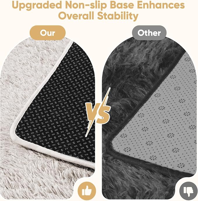 Area Rug for Living Room Bedroom: 4x6 White Soft Fluffy Shag Upgrade Non-Slip - Image 6