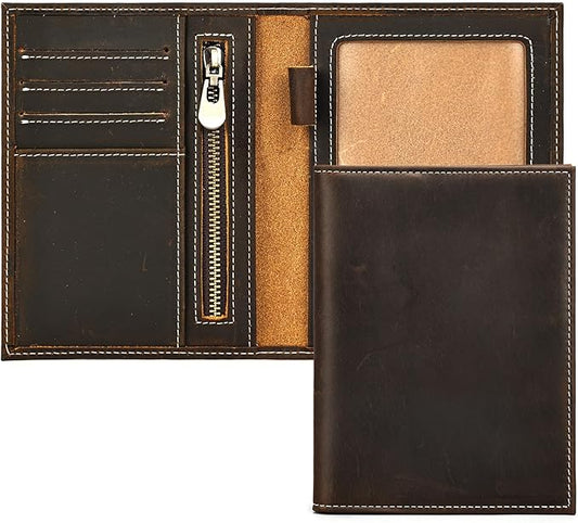 Genuine Leather Passport Holder Handmade Passport cover Lightweight Travel Bifold Passport Wallet dark brown