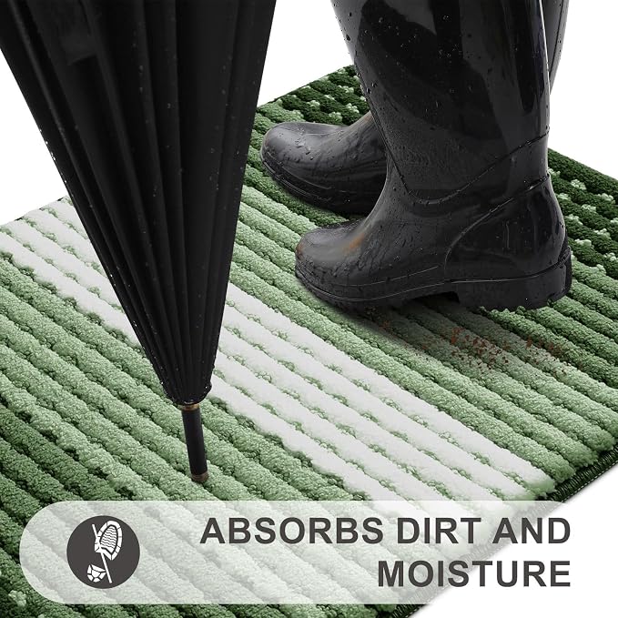 Kitinjoy Indoor Outdoor Door Mat, 32x20 Non-Slip Absorbent Dirt Trapper - Image 2