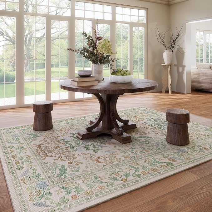 9x12 Area Rugs for Living Room: Washable Bedroom Rug Vintage Area Rug Stain - Image 7