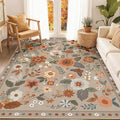 RELEANY Floral 5x7 Area Rugs Washable Print Boho Cute Carpet Non Slip Flower by RELEANY