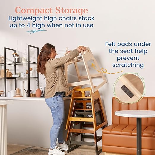 ECR4Kids ASATT High Chair, Toddler Chair, Grey Wash