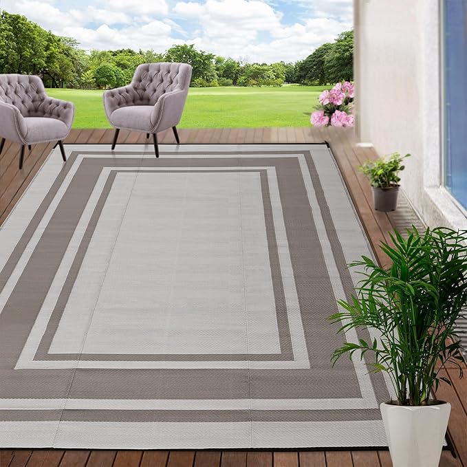 RURALITY Outdoor Rugs 5x8 for Patios Clearance, Waterproof Plastic Straw Mats by RURALITY