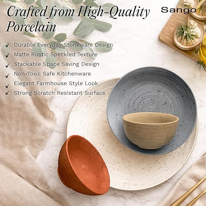 Sango Siterra Painter's Palette 16-Piece Stoneware Dinnerware Set - Image 6