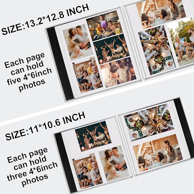 Zesthouse Photo Album Self Adhesive Pages, 60 Pages Magnetic Scrapbook Albums with Sticky Page,Photos Album Holds 8x10 & 5X7 & 4x6 & 6x8 & 3x5, Large Picture Book Ideal for Family,Wedding,Baby