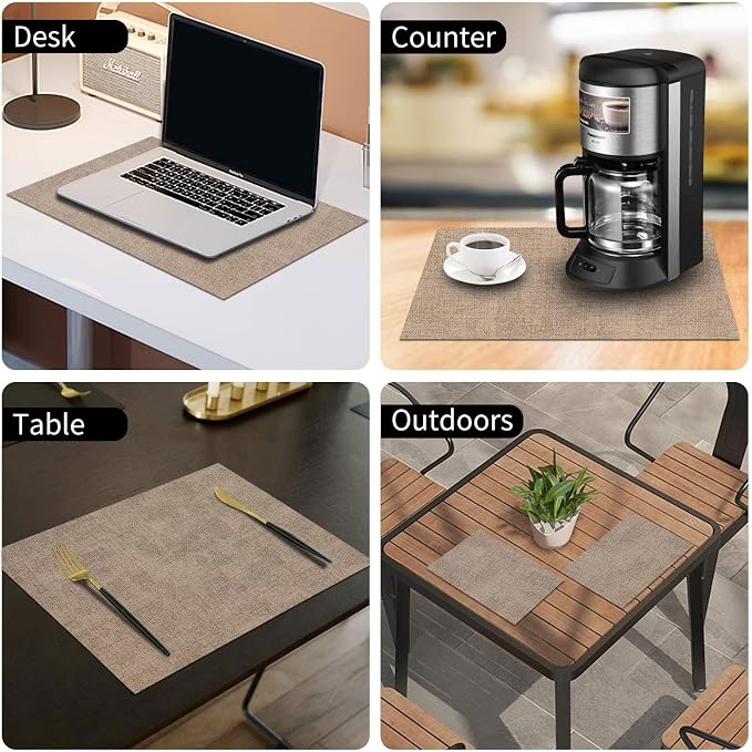 Faux Leather Heat Resistant Placemats 8 Packs, Waterproof Wipeable Dining PU - Image 9