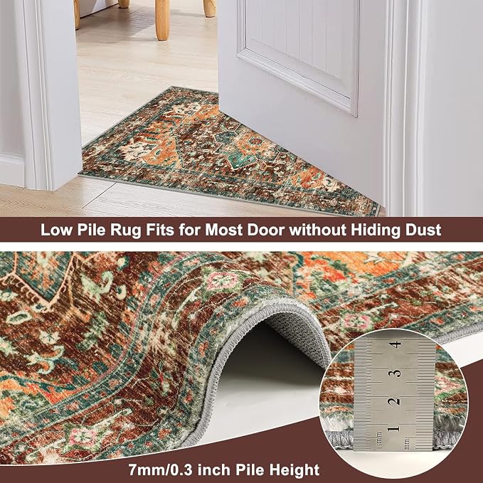Yamaziot Washable Kitchen Runner Rug Set of 2, Non-Slip Boho Vintage Hallway - Image 4