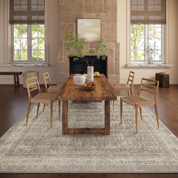 Washable Area Rugs for Living Room: 5x7 Bedroom Rug Boho Vintage Area Rug Stain - Image 7